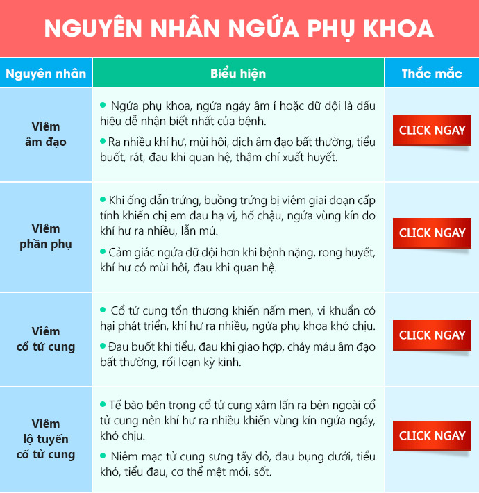 Nguyên nhân ngứa phụ khoa